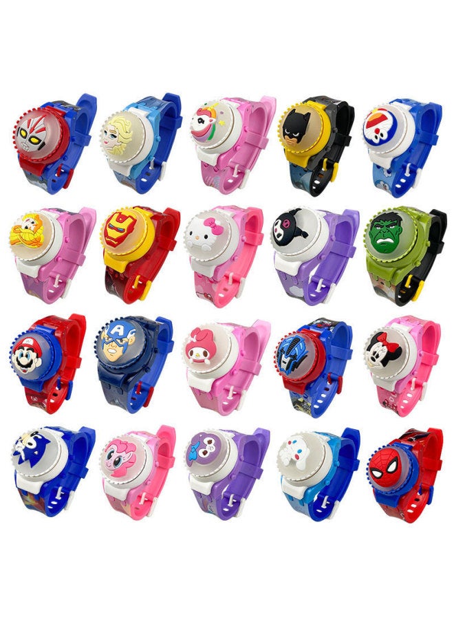 Exquisite Cartoon Rotating Flip Top Light Watch Press Luminous Rotatable Decompression Kidsren's Digital Watch-Color:806  Sonic - Image 4