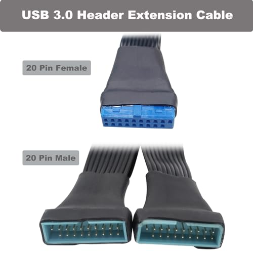 COMeap (2-Pack) USB 3.0 Header Extension Cable, Small Mini USB 3.0 19/20 Pin Internal Adapter for Motherboard 5.9-inch (15cm) - Image 2