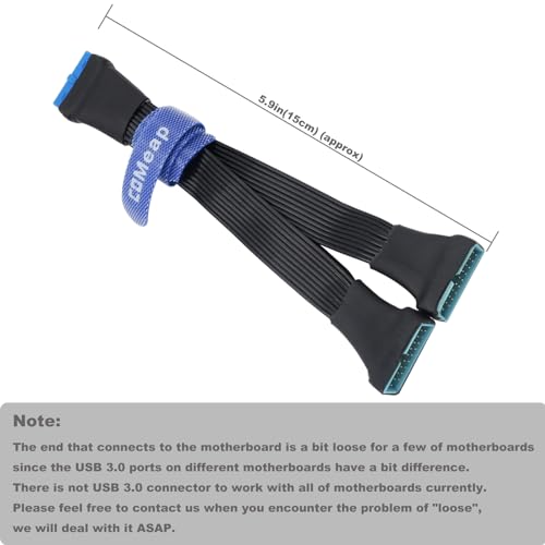 COMeap (2-Pack) USB 3.0 Header Extension Cable, Small Mini USB 3.0 19/20 Pin Internal Adapter for Motherboard 5.9-inch (15cm) - Image 5