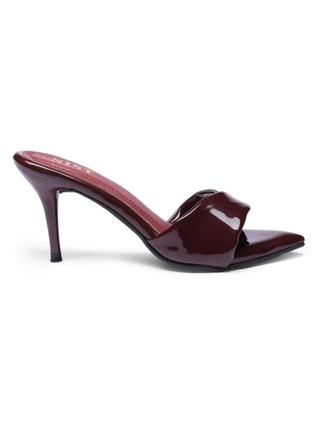 Gnist Burgundy High Heel Sandals with Twisted Strap