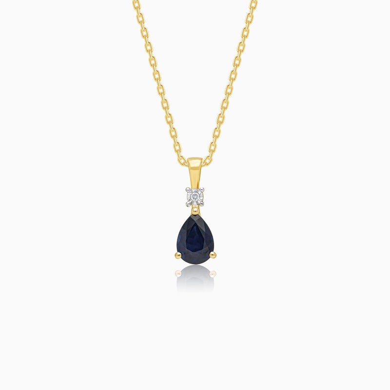Jawhara Jewellery قلادة من الذهب الأصفر عيار 18 للنساء، باندلت من الياقوت على شكل كمثرى و ماسة طبيعية مستديرة براقة، مجموعة كلاسيكية ملونة من المجوهرات الفاخرة، قلادة هدية أنيقة من جوهرة للمجوهرات - Image 1