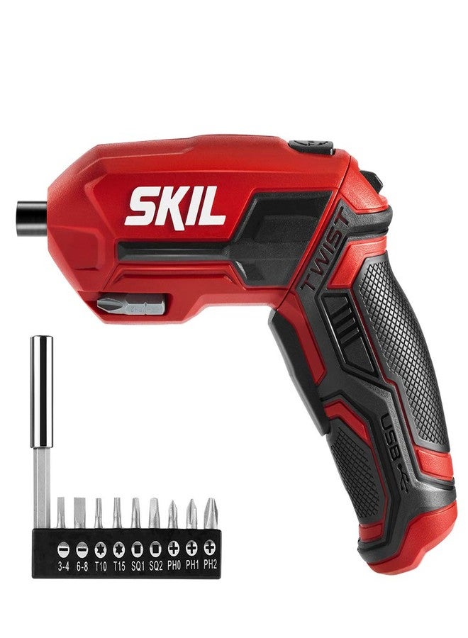 SKIL 4V Pivot Grip Rechargeable Cordless Screwdriver, Includes 9pcs Bit, 1pc Bit Holder, USB Charging Cable - SD561802 - Image 1