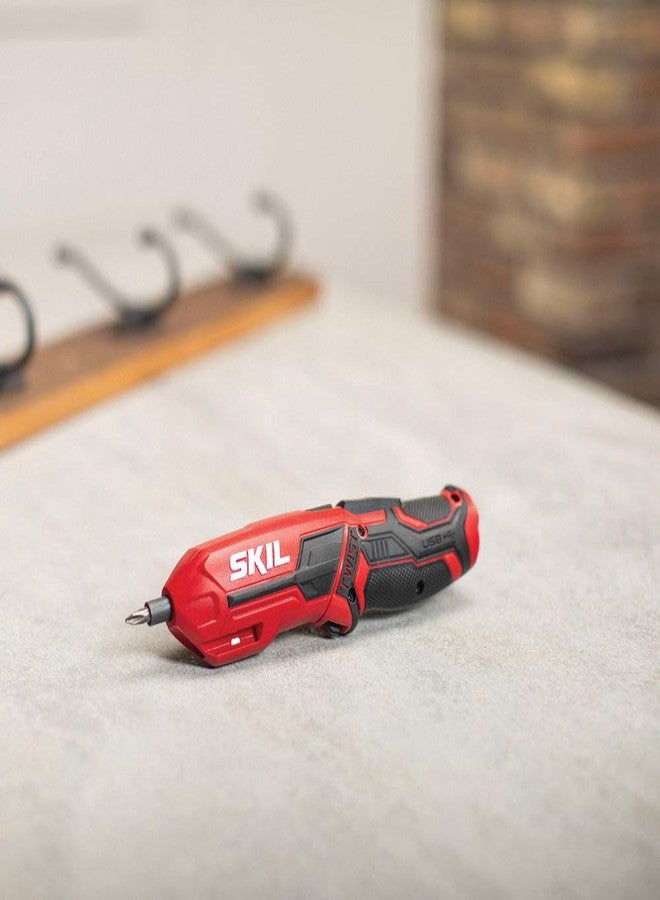 SKIL 4V Pivot Grip Rechargeable Cordless Screwdriver, Includes 9pcs Bit, 1pc Bit Holder, USB Charging Cable - SD561802 - Image 4