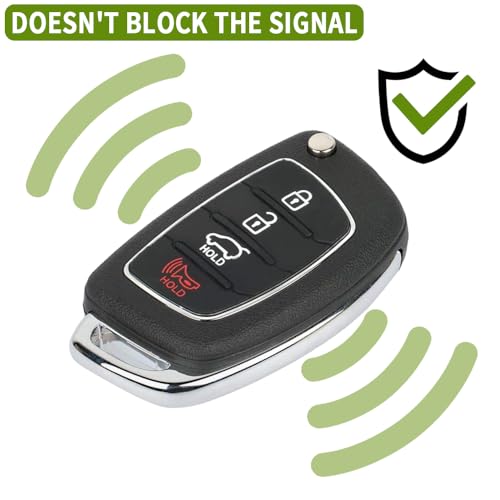 JJCHQ Key Fob Rubber Button Pad Replacement for Hyundai Santa Fe Sport Sonata 2018 2017 2016 2015 2014 2013 4 Button Key Fob Cover Keyless Entry Remote Control Flip Car Key Fob Case Insert Keypad - 2 Pack - Image 5