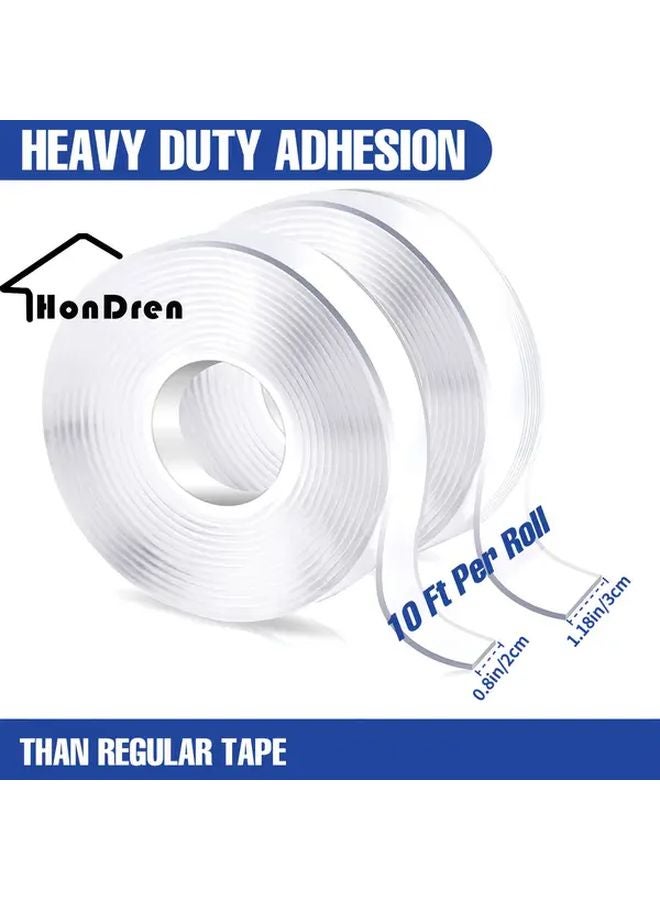 شريط لاصق مزدوج الجوانب نانو بعرض 1.18 بوصة وطول 3 أمتار، قابل للإزالة وشفاف للتثبيت - Image 3