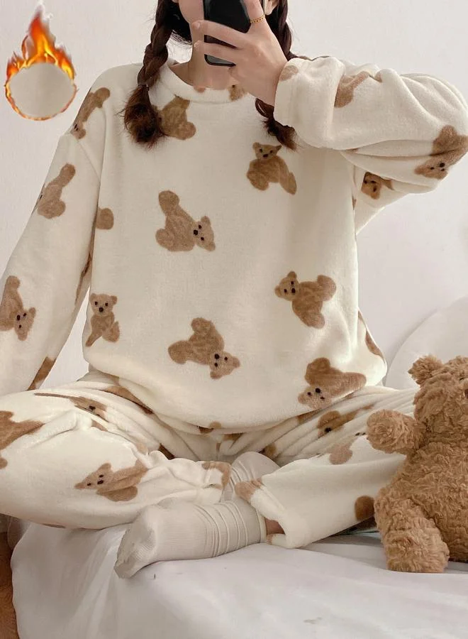 Take Two Take Two Women Flano Bear Graphic Top and Pyjama Set