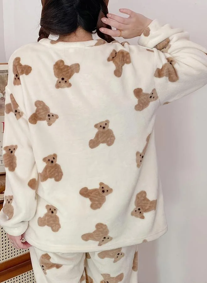 Take Two Take Two Women Flano Bear Graphic Top and Pyjama Set