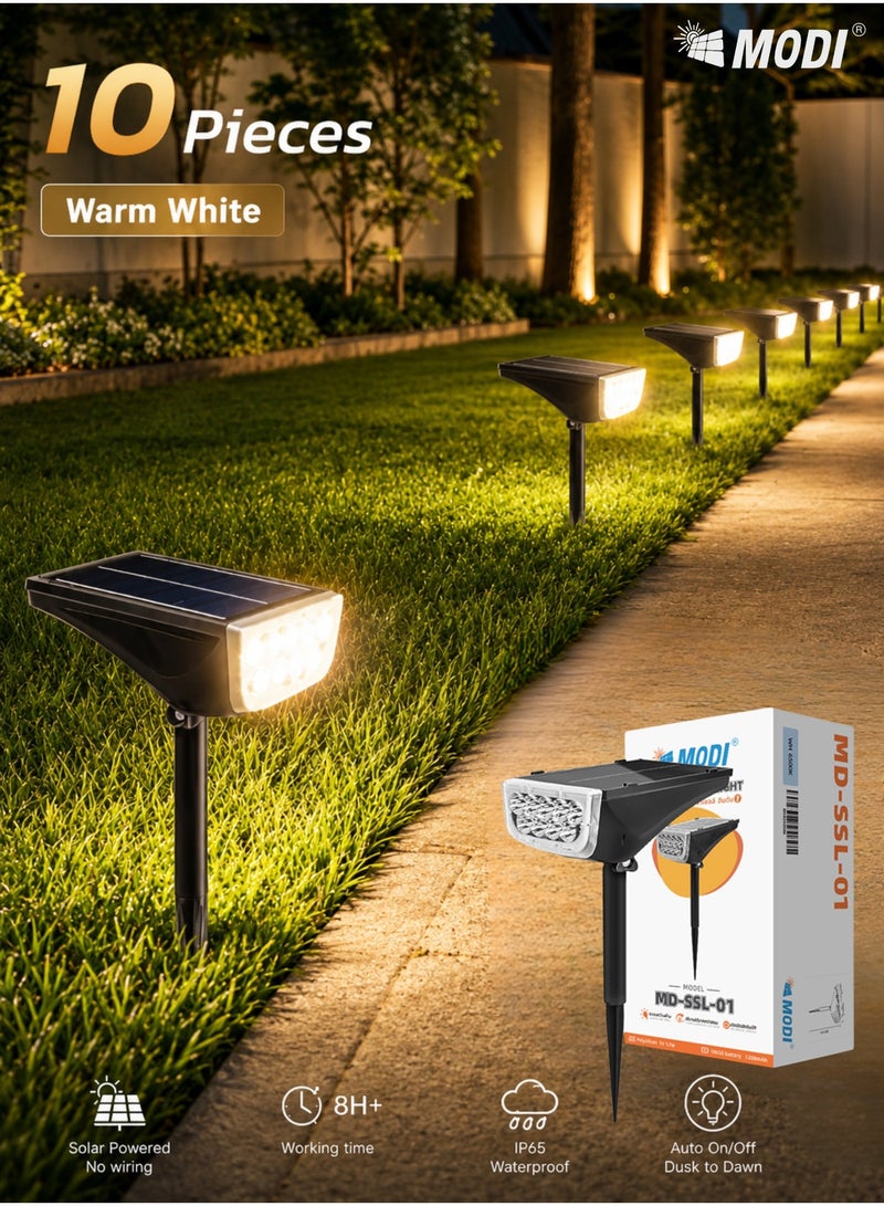 MODI 10 Pieces Of Solar Spike Light, Warm White Light, Solar Garden Outdoor Light - Image 1