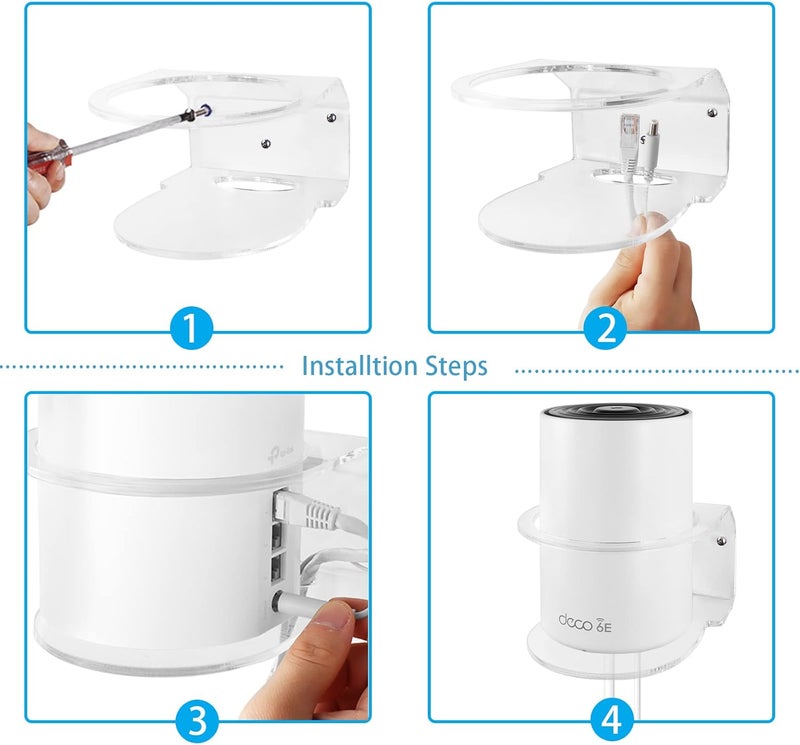 هولاكا حامل تثبيت على الحائط من HOLACA لأجهزة TP-Link Deco XE75/XE75Pro (AX5400) X15 (AX1500) PX50 الخاصة بنظام الواي فاي من النوع Mesh WiFi 6، بتصميم بسيط ومتين، مصنوع من الأكريليك (عبوة تحتوي على 2 قطعة). - Image 3
