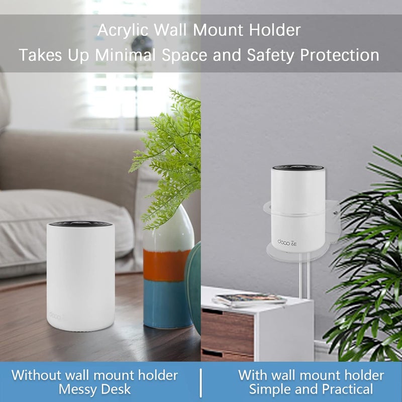 هولاكا حامل تثبيت على الحائط من HOLACA لأجهزة TP-Link Deco XE75/XE75Pro (AX5400) X15 (AX1500) PX50 الخاصة بنظام الواي فاي من النوع Mesh WiFi 6، بتصميم بسيط ومتين، مصنوع من الأكريليك (عبوة تحتوي على 2 قطعة). - Image 2