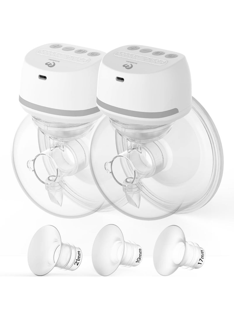 Bellababy Hands-Free Breast Pumps Wearable, Electric Double Breast Pumps Portable Wireless Low Noise, 4 Modes & 6 Levels Suction, Come with 24mm flanges and 17mm, 19mm, 21mm Inserts, 6 oz, 2 Packs - Image 1