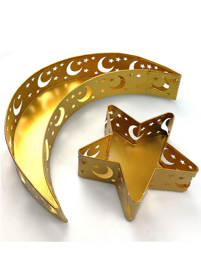 HOMESTAR High Quality Iron Art Moon and Star Design Servicing Tray Dim Sum Dish for Festive Occasions and Home Decoration Ramadan&Eid al - Adha  - Image 1