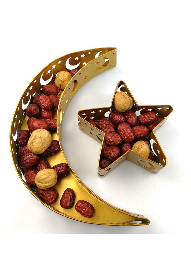 HOMESTAR High Quality Iron Art Moon and Star Design Servicing Tray Dim Sum Dish for Festive Occasions and Home Decoration Ramadan&Eid al - Adha  - Image 4