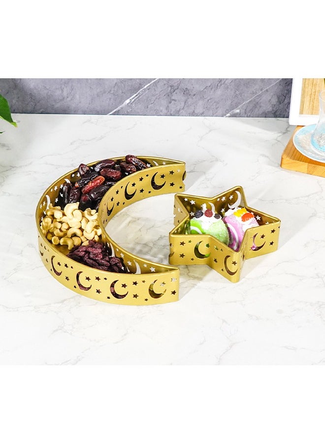 HOMESTAR High Quality Iron Art Moon and Star Design Servicing Tray Dim Sum Dish for Festive Occasions and Home Decoration Ramadan&Eid al - Adha  - Image 2