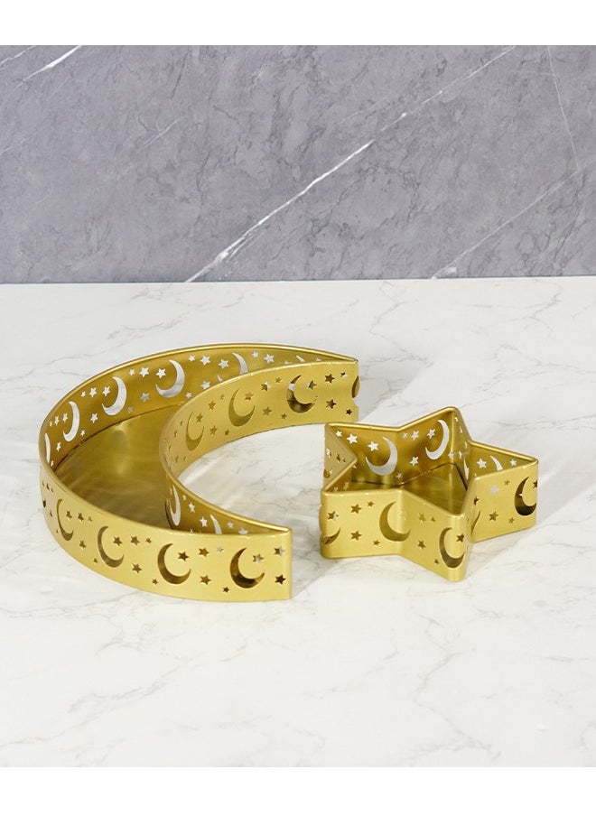 HOMESTAR High Quality Iron Art Moon and Star Design Servicing Tray Dim Sum Dish for Festive Occasions and Home Decoration Ramadan&Eid al - Adha  - Image 3
