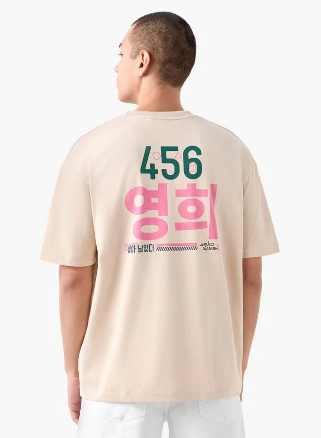 Splash FAV Squid Game Print T-shirt with Crew Neck and Short Sleeves