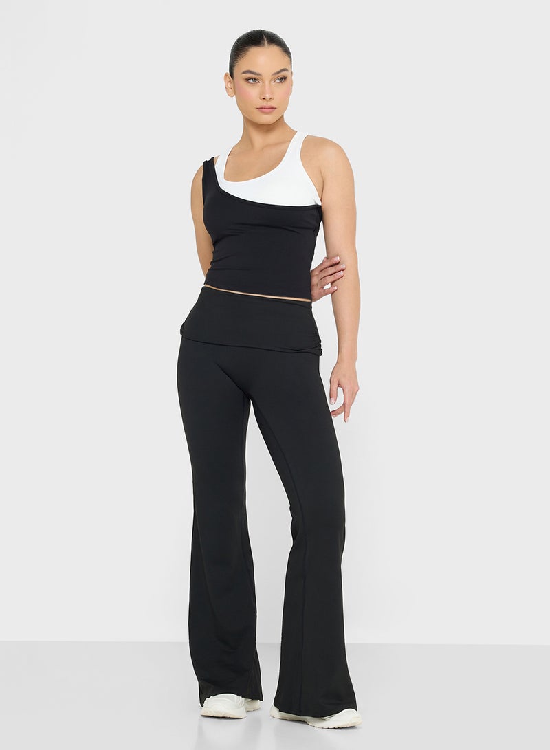 Ginger Foldover Waist Seamless Flared Leggings - Image 2