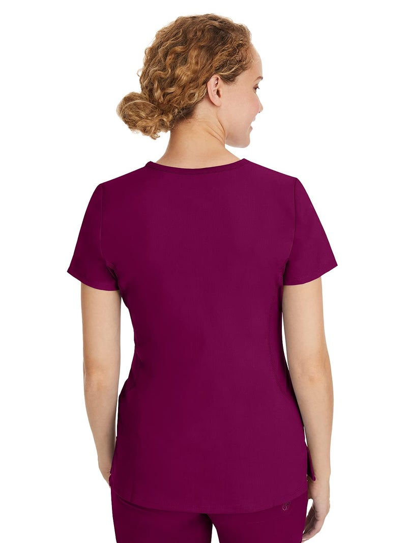 Healing Hands Yoga Scrubs Top for Women Purple Label 2 Pocket V-Neck Women's Scrub Top 2245 Juliet Wine L - Image 2