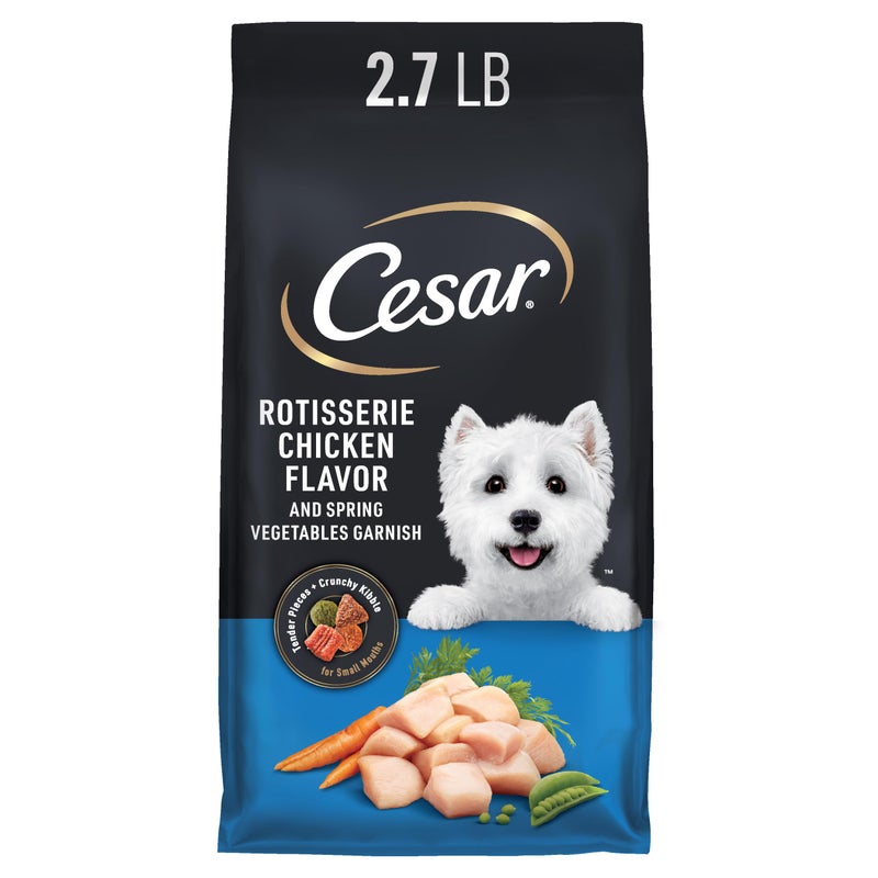 Cesar Small Breed Dry Dog Food Rotisserie Chicken Flavor and Spring Vegetables Garnish, 2.7 lb. Bag - Image 1