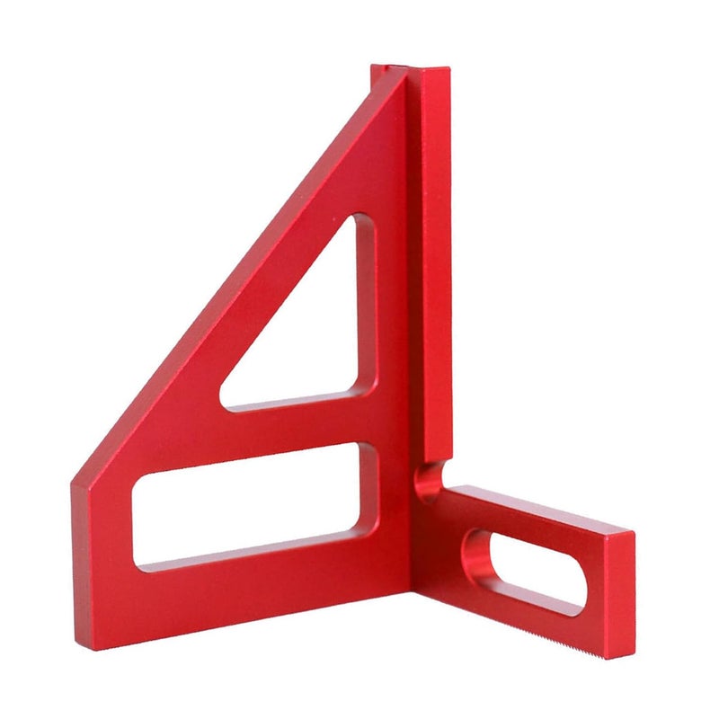 Wisoqu 45 90 Degree Woodworking Square Protractor, Versatile Tool for Measuring, Aligning, and Marking with Sturdy Aluminum Alloy, Ideal for Engineers, Carpenters, and More (Red) - Image 4