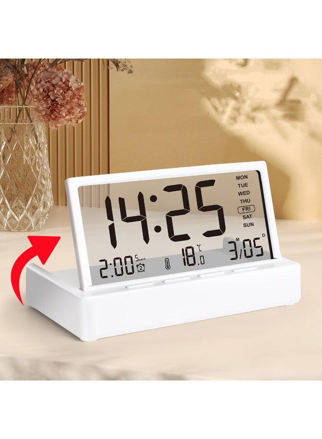 XICEN Digital Alarm Clock, Transparent LCD Digital Clock, Display for Time/Temperature/Date/Week, Support 3 Alarm Clock, Bedside Alarm Clock - Image 1