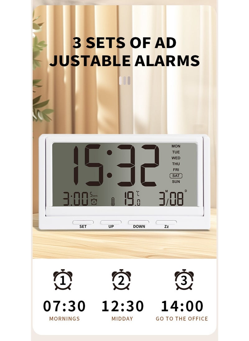 XICEN Digital Alarm Clock, Transparent LCD Digital Clock, Display for Time/Temperature/Date/Week, Support 3 Alarm Clock, Bedside Alarm Clock - Image 3