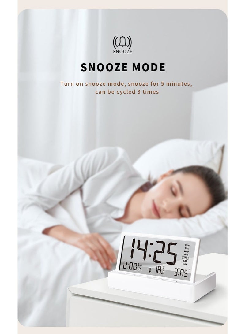 XICEN Digital Alarm Clock, Transparent LCD Digital Clock, Display for Time/Temperature/Date/Week, Support 3 Alarm Clock, Bedside Alarm Clock - Image 4
