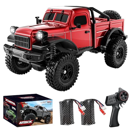 Hylukon 118 Scale All Terrain Remote Control Car 24 GHz 4WD RC Rock Crawler with LED Lights 12KPH OffRoad Pickup Truck Vehicle Toys RTR Gift for Adults - Image 1
