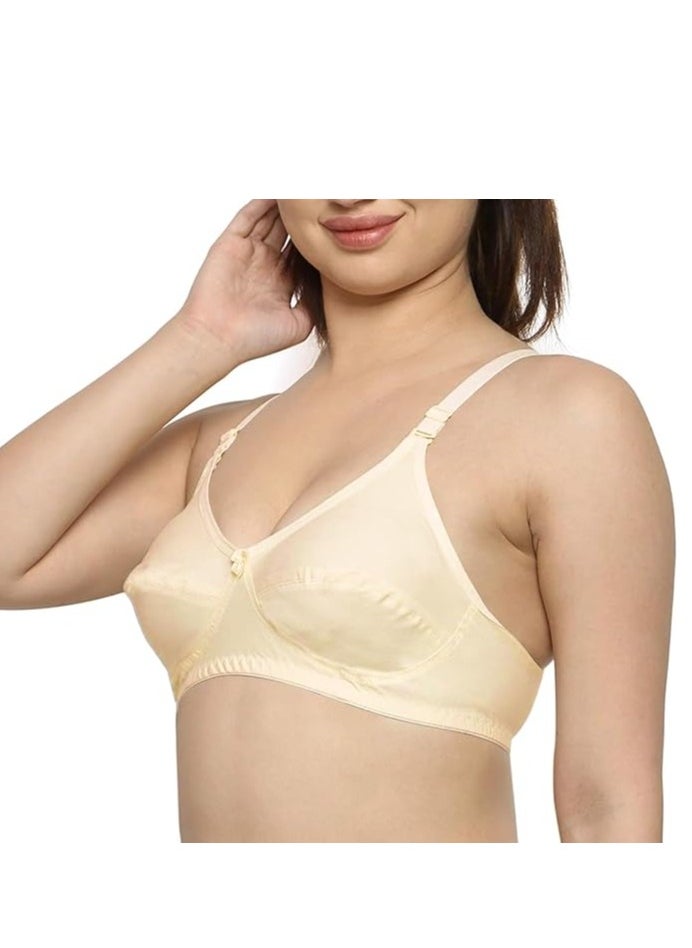 Love Bell - Love Bell Women's Everyday Bra - Double-Layered, High Coverage, All-Day Comfort Bra (BEIGE) - Image 1
