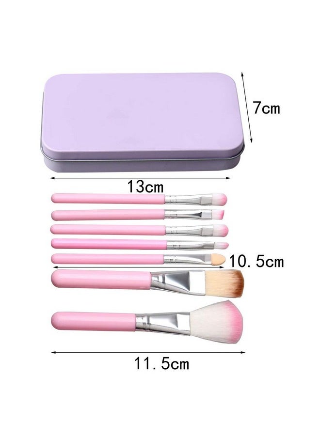 ZHIYE - Pimoys Children Makeup Brushes, 7Pcs Makeup Brush Set Foundation Eyebrow Eyeliner Brush Cosmetic Concealer Brushes For Kids Girls, Women Trave - Pink With Case - Image 1