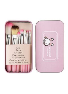 Pimoys Children Makeup Brushes, 7Pcs Makeup Brush Set Foundation Eyebrow Eyeliner Brush Cosmetic Concealer Brushes For Kids Girls, Women Trave - Pink With Case
