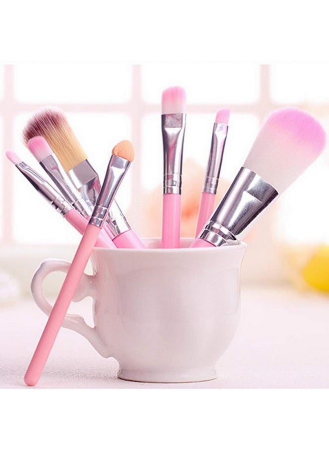 ZHIYE - Pimoys Children Makeup Brushes, 7Pcs Makeup Brush Set Foundation Eyebrow Eyeliner Brush Cosmetic Concealer Brushes For Kids Girls, Women Trave - Pink With Case - Image 1