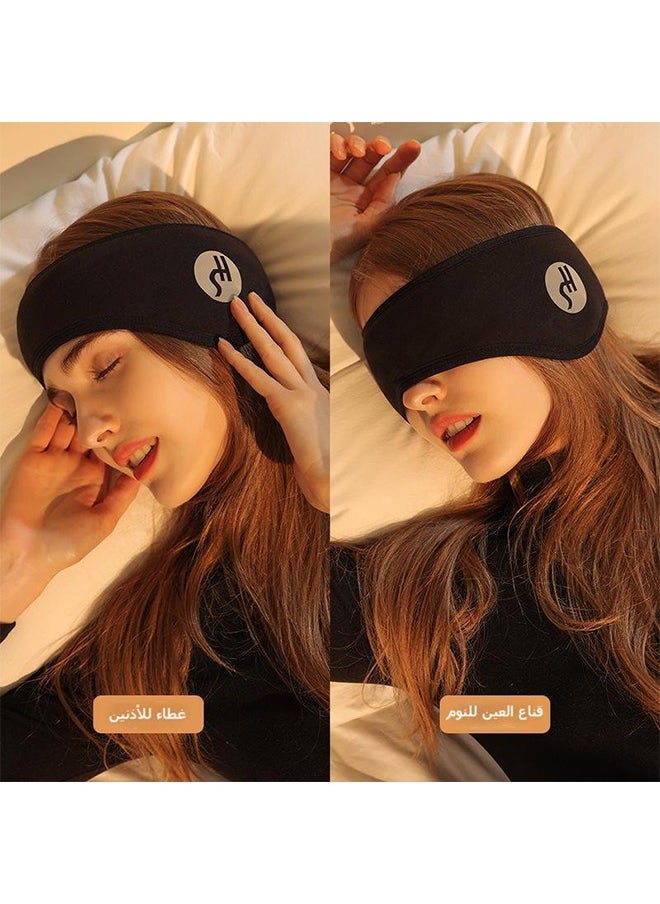 HaHaHai Cotton Sleep Mask (Official Certified) with Soundproof Ear Covers and Earplugs Set - Comfortable Adjustable Sleeping Eye Mask for Uninterrupted Rest, Ear Protection for Noise Reduction, Essential Travel Accessory (Black)  - Image 2