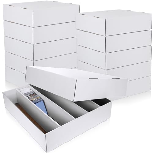 Yexiya 10 Pcs 5000 Count Card Storage Boxes with Divider for Trading and Gaming Cards White Cardboard Holder Collector Organizer for Deck of Play Pieces Sport Basketball Card - Image 1