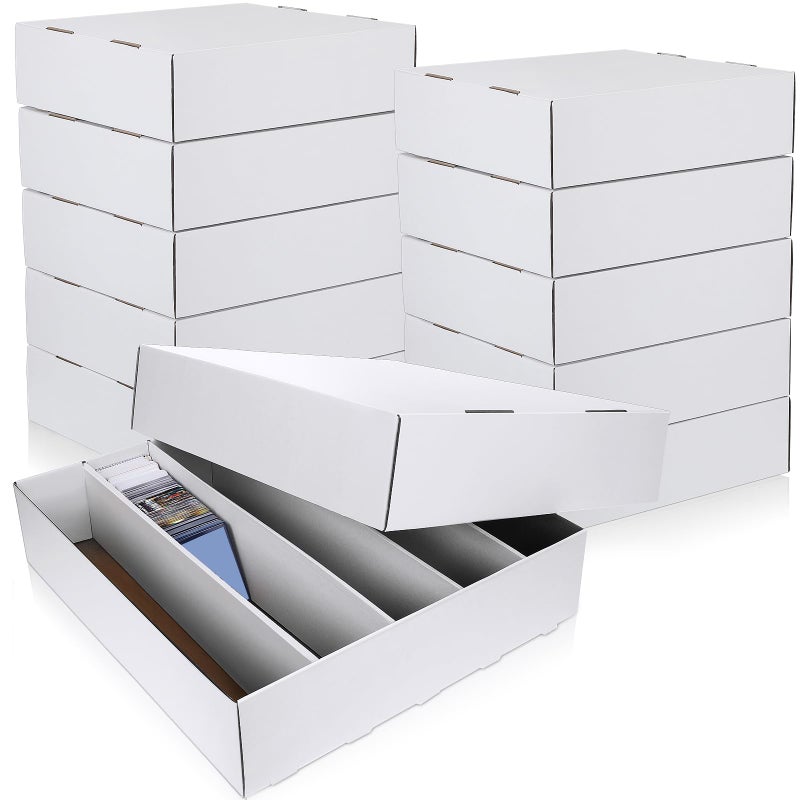 Yexiya 10 Pcs 5000 Count Card Storage Boxes with Divider for Trading and Gaming Cards White Cardboard Holder Collector Organizer for Deck of Play Pieces Sport Basketball Card - Image 2