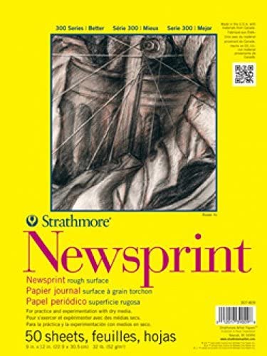 Strathmore دفتر ورق أخبار ستراثمور 300 سلسلة، ملزم بالشريط، 24x36 بوصة، 50 ورقة (32 رطل/52 جرام) - ورق فني للبالغين والطلاب - ممارسة الرسم بالفحم، الجرافيت والقلم - Image 3