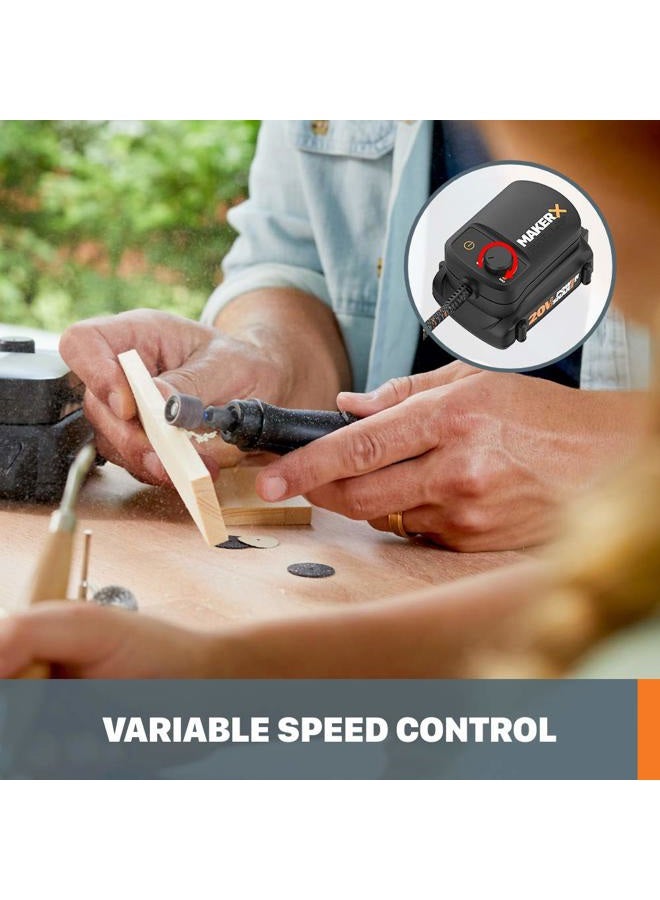 Worx WX991L 20V MAKERX Combo Kit - Rotary Tool + Angle Grinder + Wood/Metal Crafting Tool - Image 3