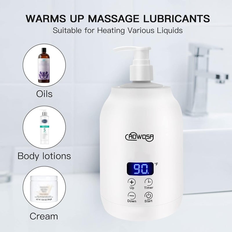 AOWOSA Massage Oil Warmer Bottle Professional Electric Lotion Digital Heater for SPA, Automatic Oil Warmer Heated Oil Lotion Cream for Salon, Barber Shops, Home, with Two Oil Bottle Dispenser (White) - Image 2
