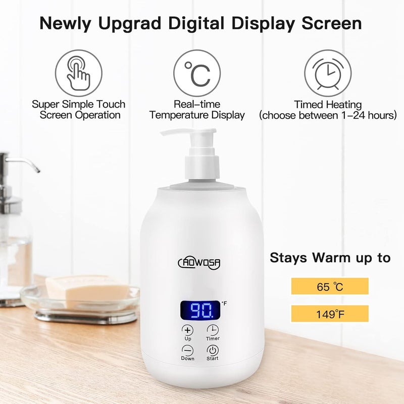 AOWOSA Massage Oil Warmer Bottle Professional Electric Lotion Digital Heater for SPA, Automatic Oil Warmer Heated Oil Lotion Cream for Salon, Barber Shops, Home, with Two Oil Bottle Dispenser (White) - Image 3