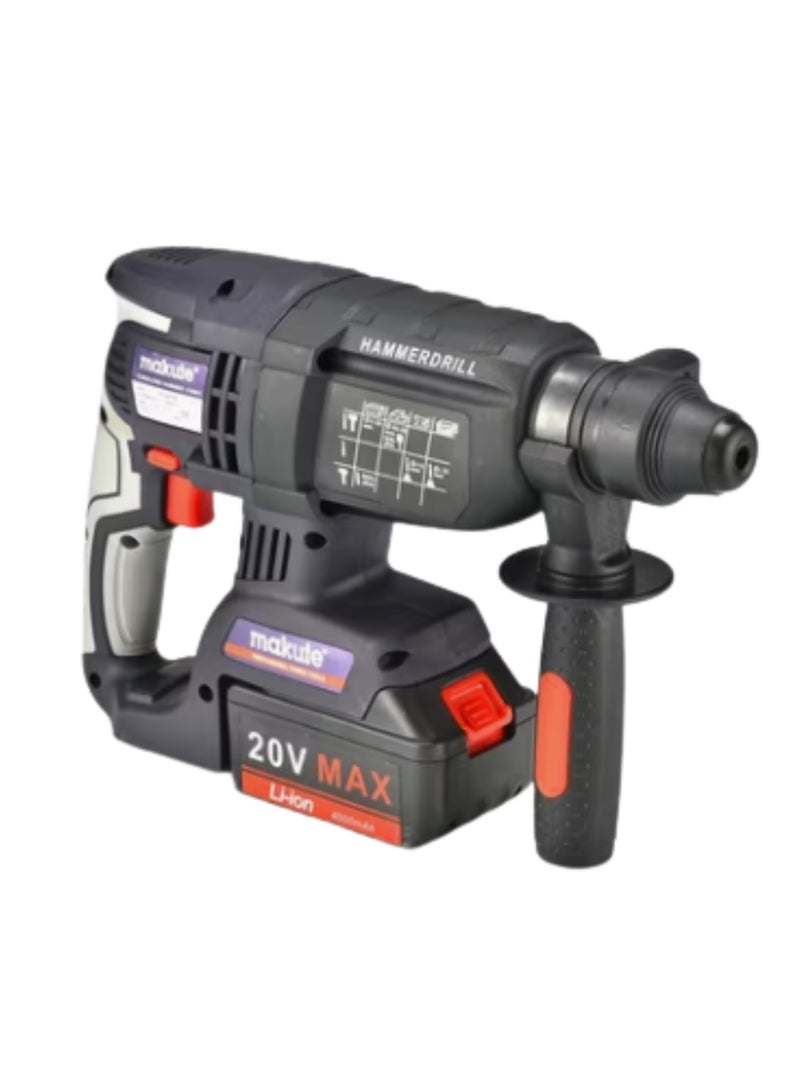 makute 20V Cordless Rotary Hammer for Drilling or Chiseling into Concrete  Brick foam Concrete  Wood Metal and Similar Hard Materials (CHD001-2BL) - Image 3