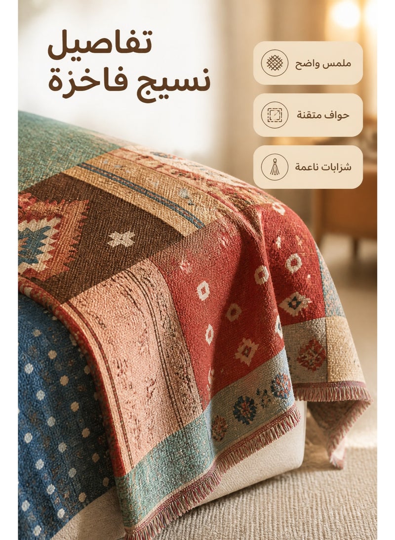تايران غطاء أريكة من الشنيل ذو وجهين، غطاء أريكة أنيق، غطاء أريكة لمقعد واحد/نصف/ثلاثة/أربعة مقاعد، منشفة غطاء أريكة من الشنيل، خامة الشنيل، منشفة أريكة ذات وجهين، غطاء أريكة مناسب لجميع الفصول، قابل للعكس. - Image 3