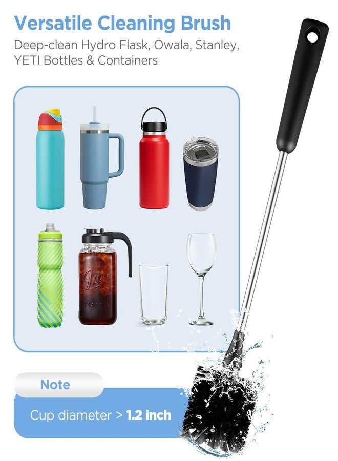 EasyAcc [3 Pack] Water Bottle Cleaner Brush for Owala Stanley Hydroflask, Long Handle Water Bottle Scrubbing Brush, with Straw Cleaner & Nipple Brush, for Coffee Mugs, Tumblers, Ice Tea Jars - Image 2
