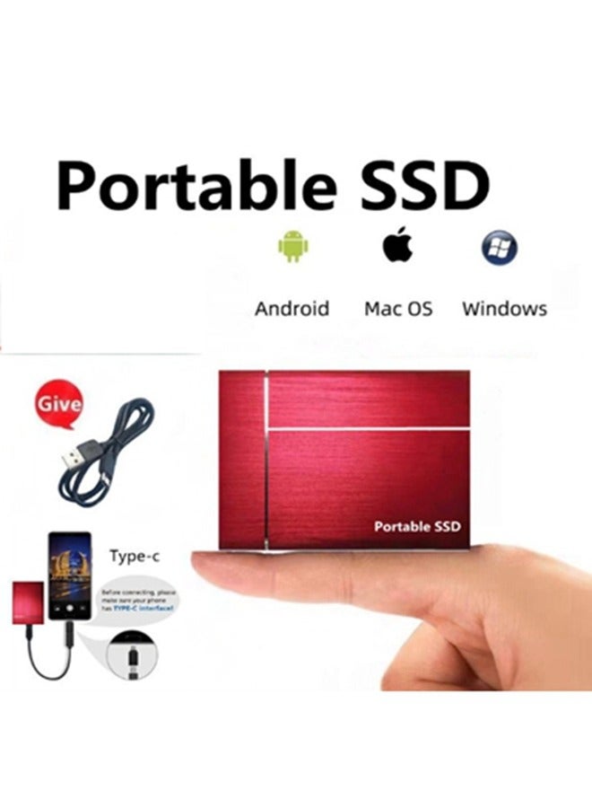 Portable Ssd Mobile Solid State Drive, External Hard Drive Usb3.1 Type C, Mini 1Tb Expansion Hard Drive. Suitable for Desktop, ​Notebook, Mac, Ps4, Etc,Red - Image 2