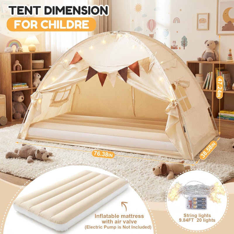 GliCraft Inflatable Toddler Travel Bed with Tent, Portable Kids Air Mattress with Stars Lights & Flags, Ideal for Home, Traveling, Camping, Electric Pump is Not Included - Image 2