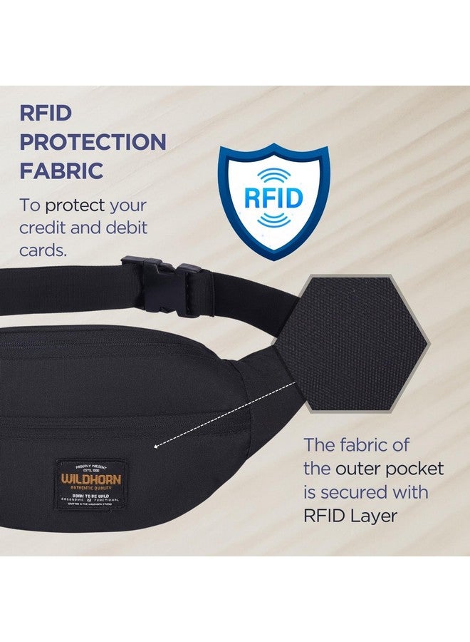 WILDHORN 2.4L Waist Bag for Men Women I Ultra Strong Stitching, Sturdy Zippers, Waterproof, Large Fanny Pack for Hiking Travel Camping Running Sports with Adjustable Strap (Black) - Image 5