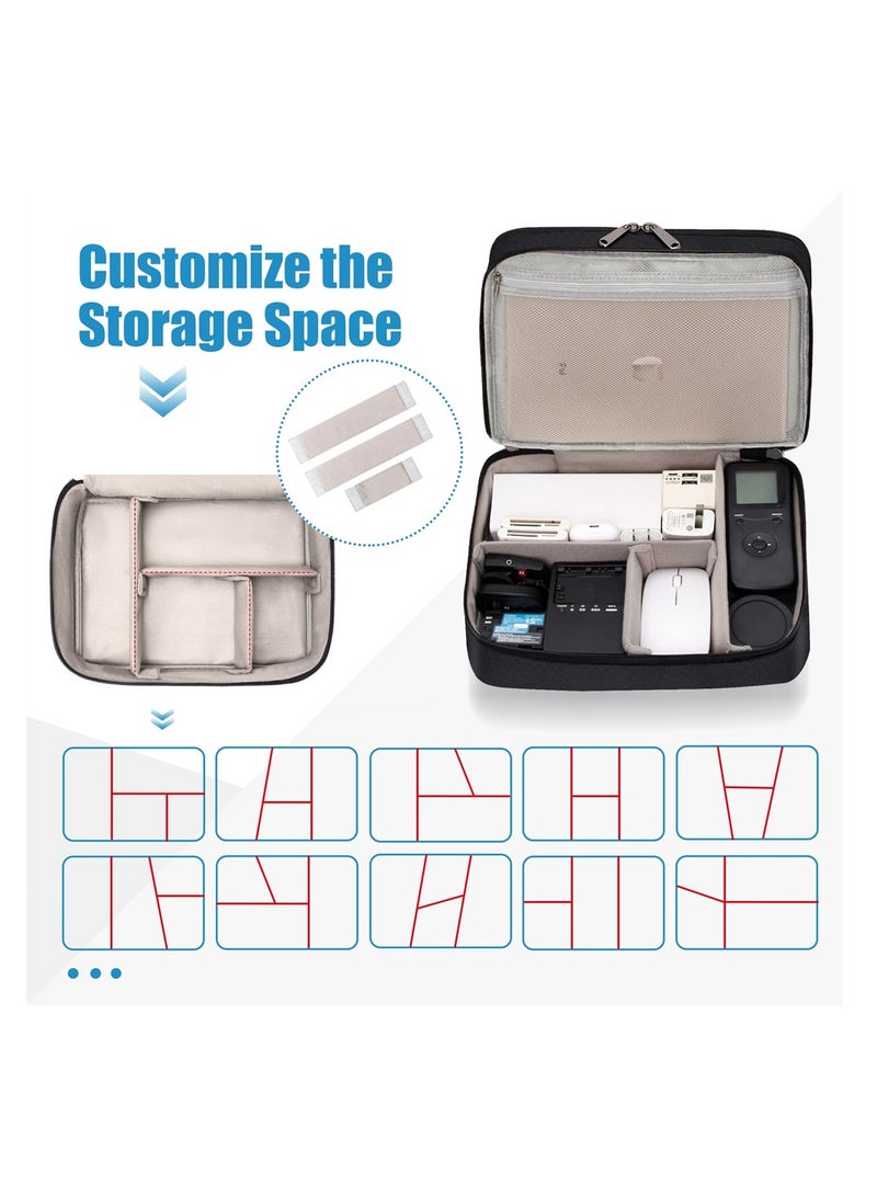 SYOSI Electronics Travel Organizer, Double Layer Waterproof Cable Storage Bag for Cords, Chargers, Phones, Power Banks, and Hard Drives, Black - Image 2