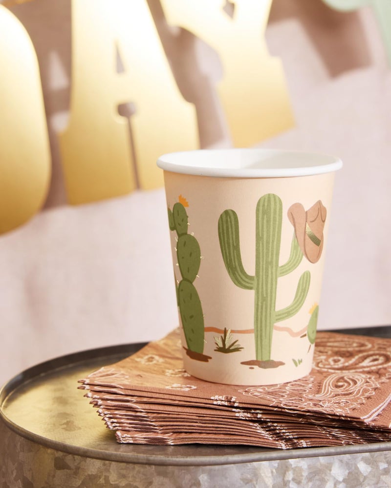xo, Fetti xo  Fetti Party Decorations Western Paper Gold Foil Cups - 24 Disposable 8 oz Cup | Cowboy Birthday Party Decor  Wild West Favors  Rodeo Baby Shower Supplies  Wild One Yeehaw Bday  Cowgirl Drinkware  - Image 3