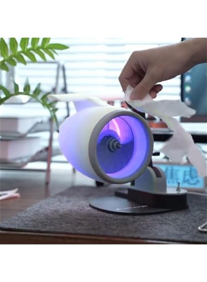 Creative Turbo Desktop Fan,Jet Engine Fan,2-in-1 Turbo Fan for Desk,Creative Turbo Fan for Office with Humidifier and Red Tail Lights,Adjustable Turbofan Engine Shape Cooling Fan  - Image 4