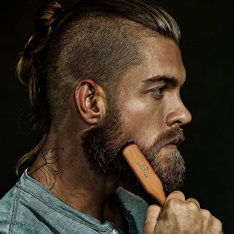 ZilberHaar Beard Brush by ZilberHaar - Stiff Boar Bristles for Men's Grooming - Straightens and Promotes Growth - Works with Beard Oil and Balm - For Beard Kits - 6 inches long - Image 3