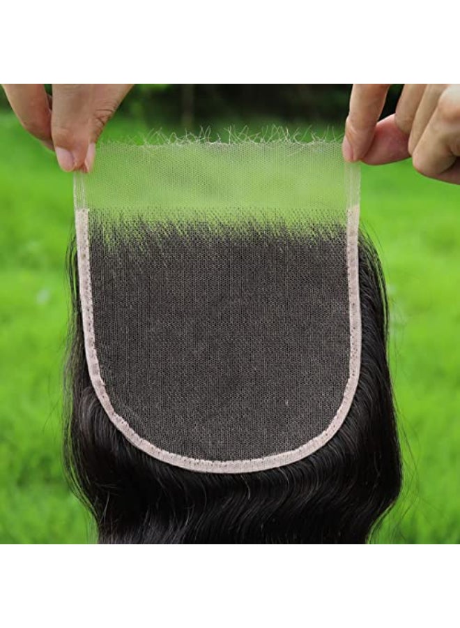 BEEOS Deep Wave 6x6 Skinlike Real HD Lace Closure 010mm Ultrathin Swiss HD Lace PrePlucked Hairline Natural Black Virgin Human Hair Closure 14 Inch - Image 1